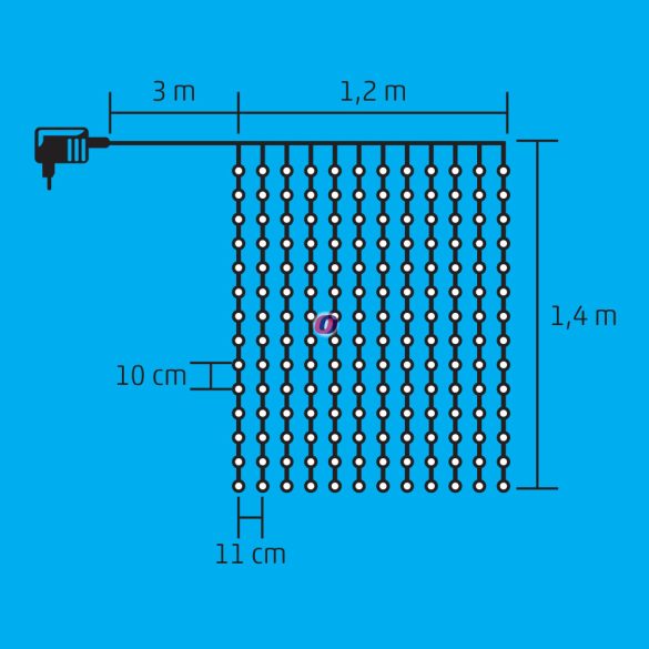 HOME LED-es fényfüggöny melegfehér 1,2x1,4m  KIN 168C/WW