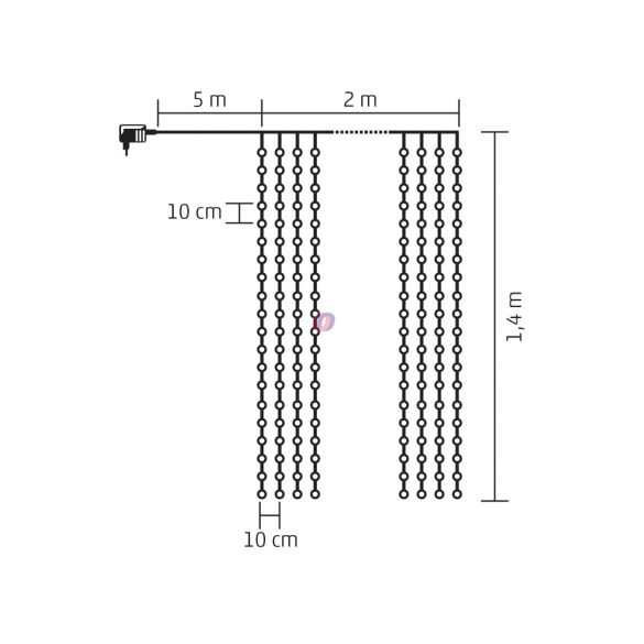 XL karácsonyi fényfüggöny 2m x 1,4m 294 LED melegfehér kültéri/beltéri