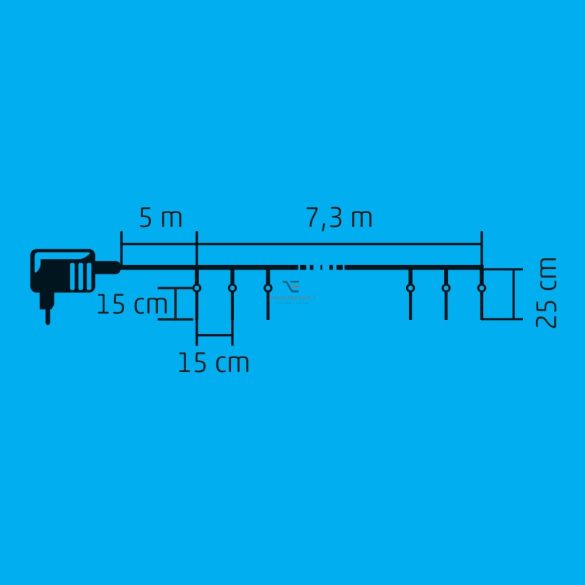 HOME LED-es jégcsap fényfüzér, 7,3m, IP44, 230V KJL 50C
