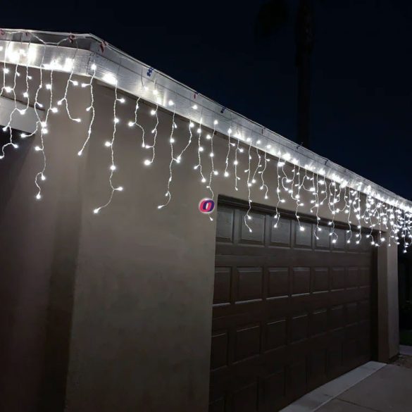 20m Kültéri LED-es jégcsap fényfüggöny 600 LED 20m hidegfehér 8 program KKF 608/WH