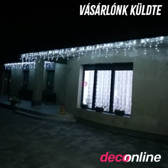 20m Kültéri LED-es jégcsap fényfüggöny 600 LED 20m hidegfehér 8 program KKF 608/WH
