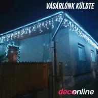   20m Kültéri LED-es jégcsap fényfüggöny 600 LED 20m hidegfehér 8 program KKF 608/WH