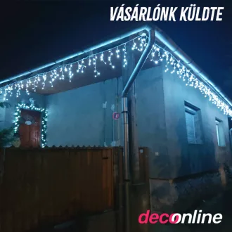   20m Kültéri LED-es jégcsap fényfüggöny 600 LED 20m hidegfehér 8 program KKF 608/WH