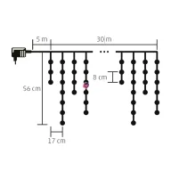   30m Kültéri LED-es jégcsap fényfüggöny 900 LED, melegfehér 8 program KKF 908/WW
