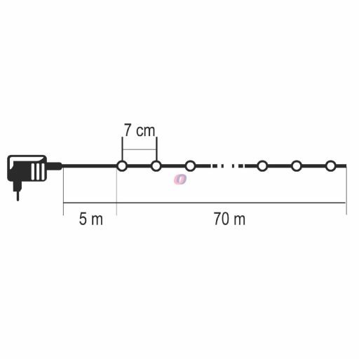 70 m Kültéri fényfüzér 1000 db LED hidegfehér, IP44, 230V