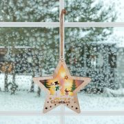   Home Fa ablak-, ajtódísz, csillag hóemberrel, melegfehér LED KLW 17 S