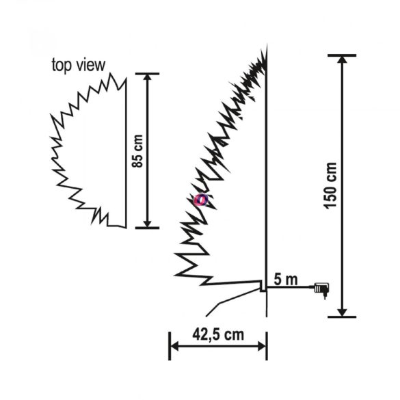 Műfenyő, fél-fa, beépített LED világítással, 150 cm magas