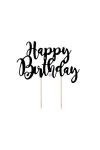 Torta felirat "Happy Birthday" papír 22,5cm fekete