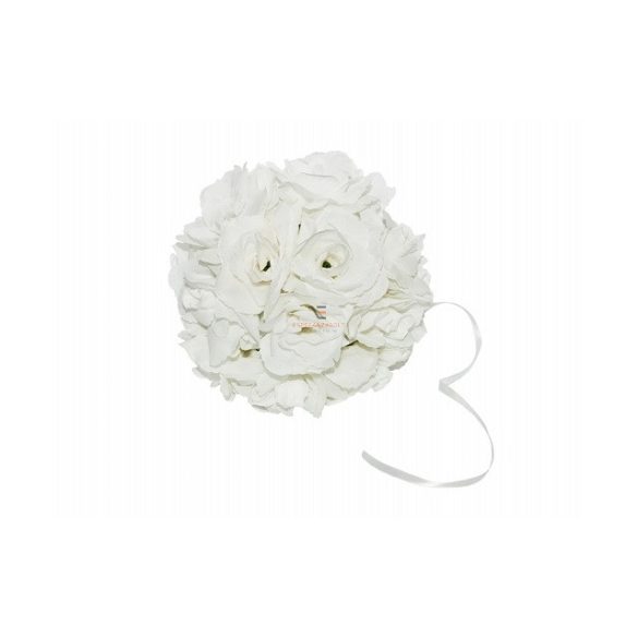 Virág gömb 17cm  fehér 3 db-os szett