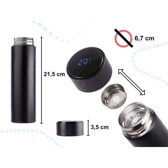 Okos termosz hőmérséklet kijelzővel 500ml Smart Fekete