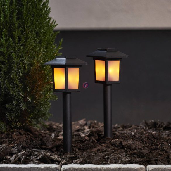 Lánghatású LED-es szolár lámpa, kandeláber, 10 sárga LED 34 cm