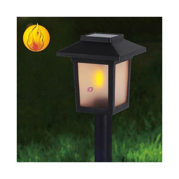 Lánghatású LED-es szolár lámpa, kandeláber, 10 sárga LED 34 cm