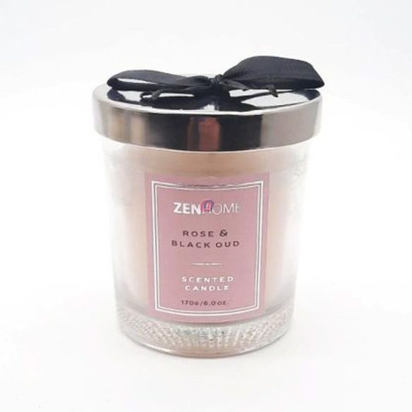 Illatgyertya,masnis fedővel, Rose & Black Oud 170gr/ db