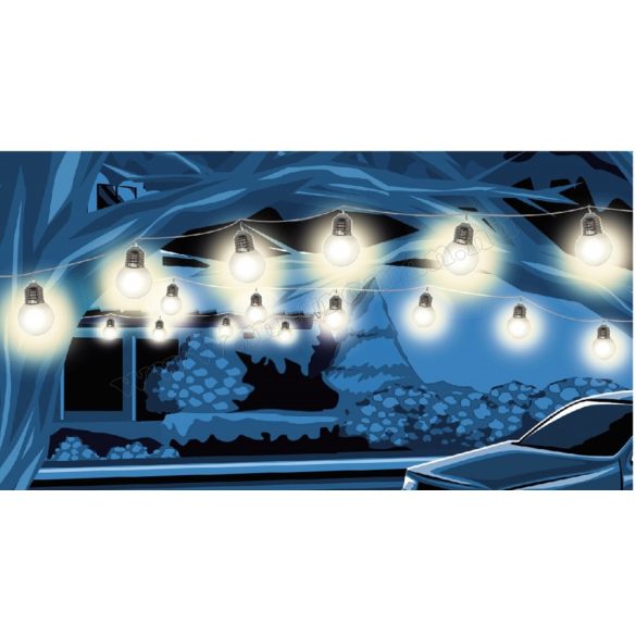 HOME Kültéri fényfüzér villanykörte alakú 20LED 9,5m IP44 LP 20/WW