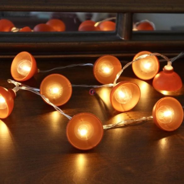 Fényfűzér, 10db terrakotta jellegű izzóval, USB, 210 cm hosszú