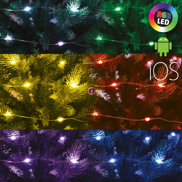 Okos fényfüzér, beltéri 100 Micro-LED, RGB SMART fényfüzér