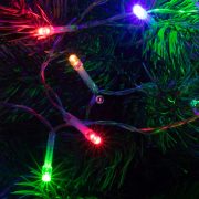 Kültéri elemes fényfüzér, színes 5m, 50LED IP44