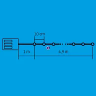 Kültéri elemes fényfüzér, színes 5m, 50LED IP44