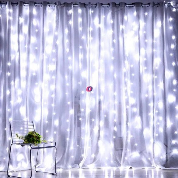 Micro LED-es fényfüggöny hidegfehér 200 LED 3x2m távirányítóval