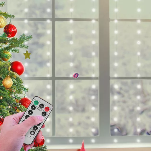 Micro LED-es fényfüggöny hidegfehér 200 LED 3x2m távirányítóval