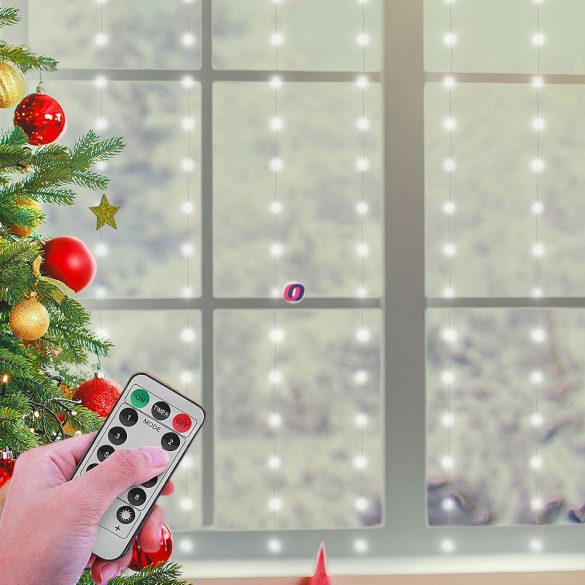 Micro LED-es fényfüggöny hidegfehér 200 LED 3x2m távirányítóval