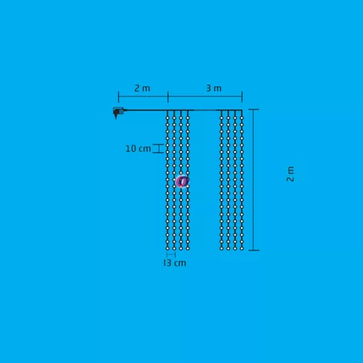 2 m x 2 m Fényfüggöny 400 LED hidegfehér kültéri/beltéri