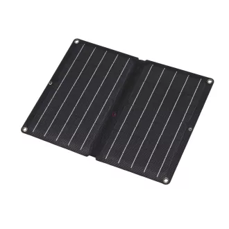   Hordozható napelemes USB töltő, összecsukható, 10 W, 2× USB-A, LED töltésjelző, karabinerekkel