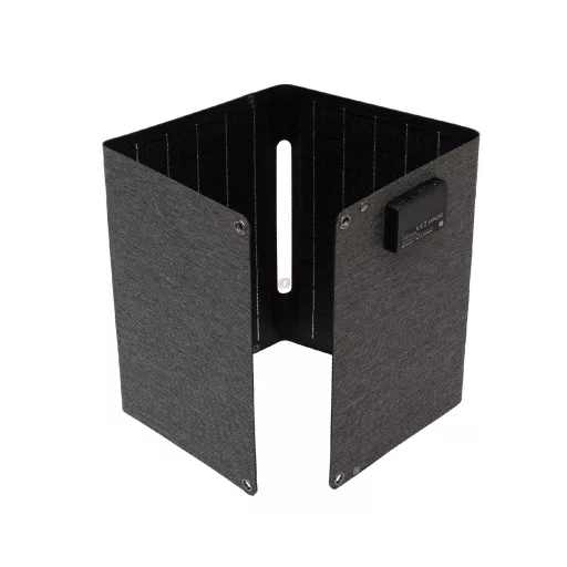 Hordozható napelemes USB töltő, összecsukható, 20 W, USB-A + USB-C + DC, PD gyorstöltés