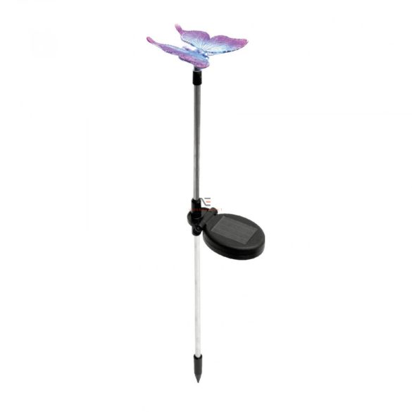 Napelemes pillangó dekoráció hidegfehér lila  50cm