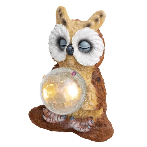 HOME Napelemes bagoly kerti figura meditáló 23 cm MX 637