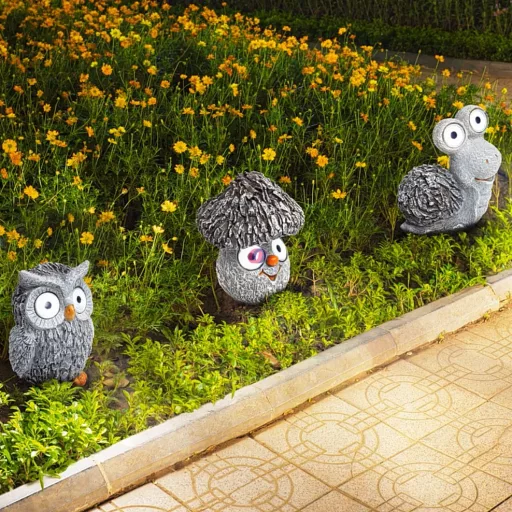HOME Napelemes kerti figura bagoly, csiga, gomba 13 cm MX 639