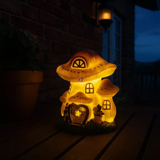 Szolár gombaház figura LED világítással 18 cm, melegfehér Home MX648