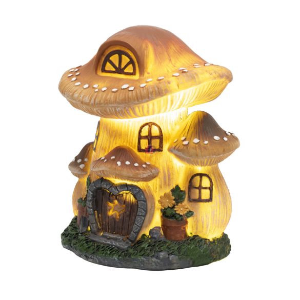 Szolár gombaház figura LED világítással 18 cm, melegfehér Home MX648