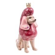 Pudli koronával kerámia 16,5x9x23cm rózsaszín