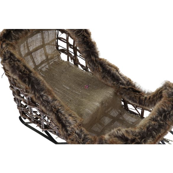 XL 3 részes luxury Rénszarvas figura szánnal 30X60X34 cm, rattan, fém