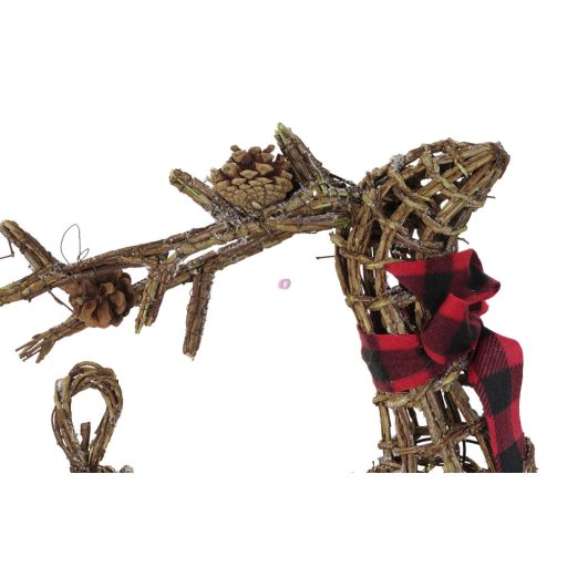 XL 3 részes luxury Rénszarvas figura szánnal 30X60X34 cm, rattan, fém