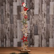   Luxury Karácsonyi fa tábla mikulásos Christmas felirattal 49 cm bejárati ajtó mellé