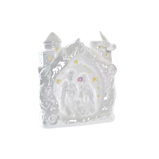 Luxury Világító Betlehem jelenet kerámia, 18 cm, fehér
