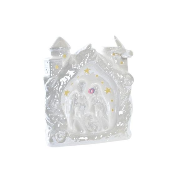 Luxury Világító Betlehem jelenet kerámia, 18 cm, fehér