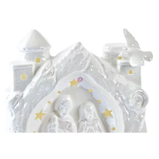 Luxury Világító Betlehem jelenet kerámia, 18 cm, fehér