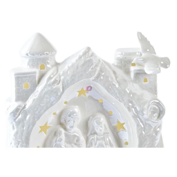 Luxury Világító Betlehem jelenet kerámia, 18 cm, fehér