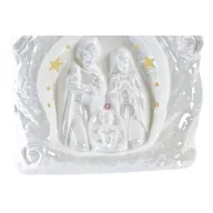 Luxury Világító Betlehem jelenet kerámia, 18 cm, fehér