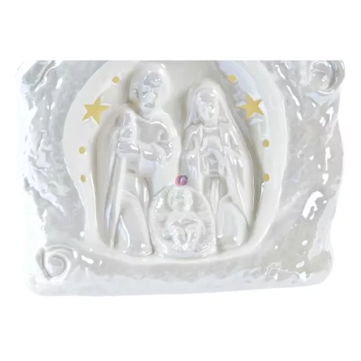 Luxury Világító Betlehem jelenet kerámia, 18 cm, fehér