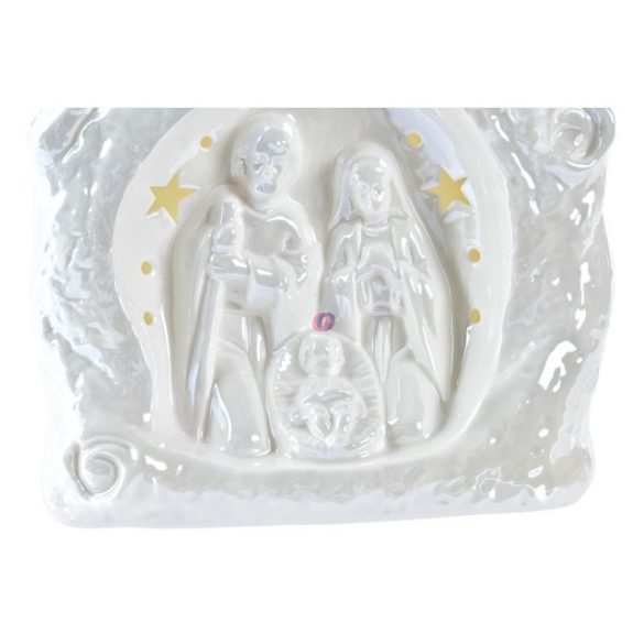 Luxury Világító Betlehem jelenet kerámia, 18 cm, fehér