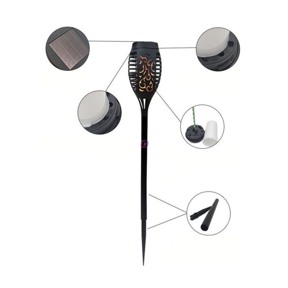 Lánghatású napelemes fákyla lámpa 51 cm 12 LED