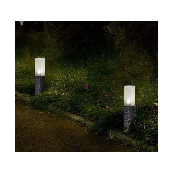 Rattan hatású napelemes kerti lámpa 38cm hidegfehér led