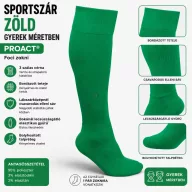 Sportszár Zöld Gyerek méretben - Foci zokni PROACT ®