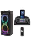 80W Party hangdoboz, beépített akkumulátor és LED fény, Bluetooth, USB/microSD zenelejátszás, gitár és mikrofon bemenetek, 2-utas, 3 hangszóró SAL PAR2100BT 