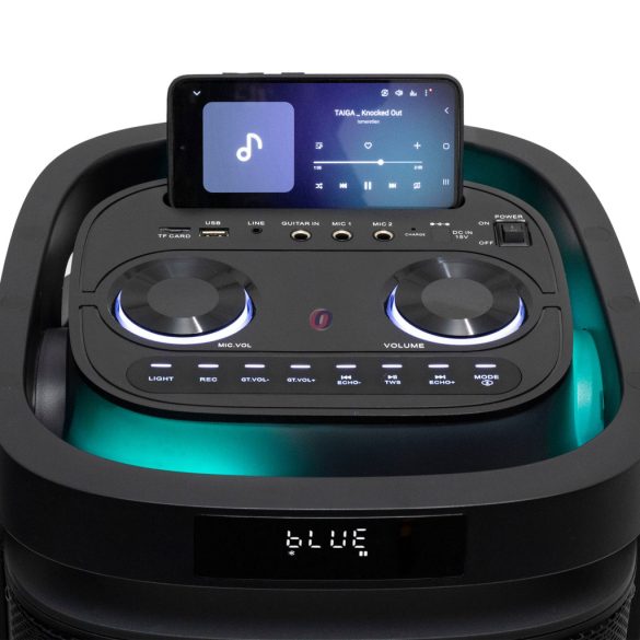 160W Party hangdoboz, beépített akkumulátor és LED fény, Bluetooth, USB/microSD zenelejátszás, gitár és mikrofon bemenetek, 2-utas, 3 hangszóró SAL PAR2400BT 
