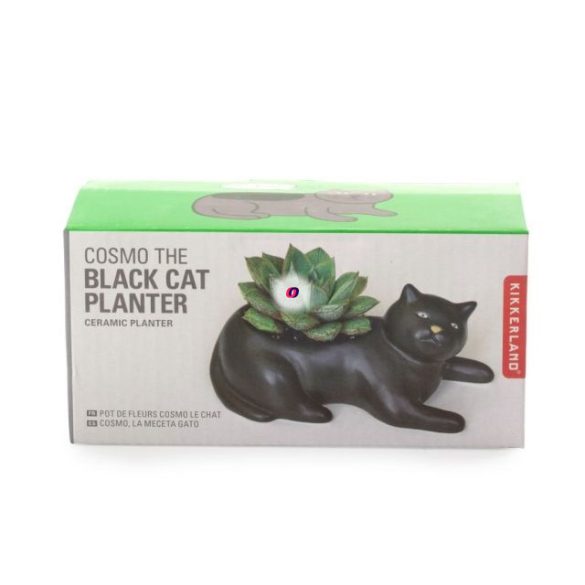 Macska formájú kaspó, fekete